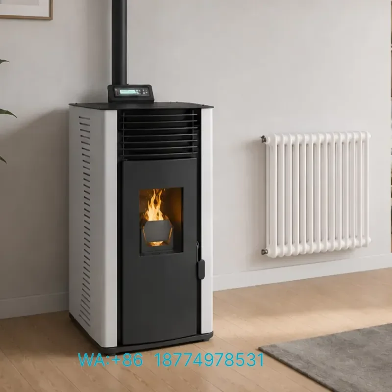 for PANSEE PG-120 Hydro Pellet Stove Freestanding Carbon Steel WiFi App Remote Control Modern Eco-Friendly Heating