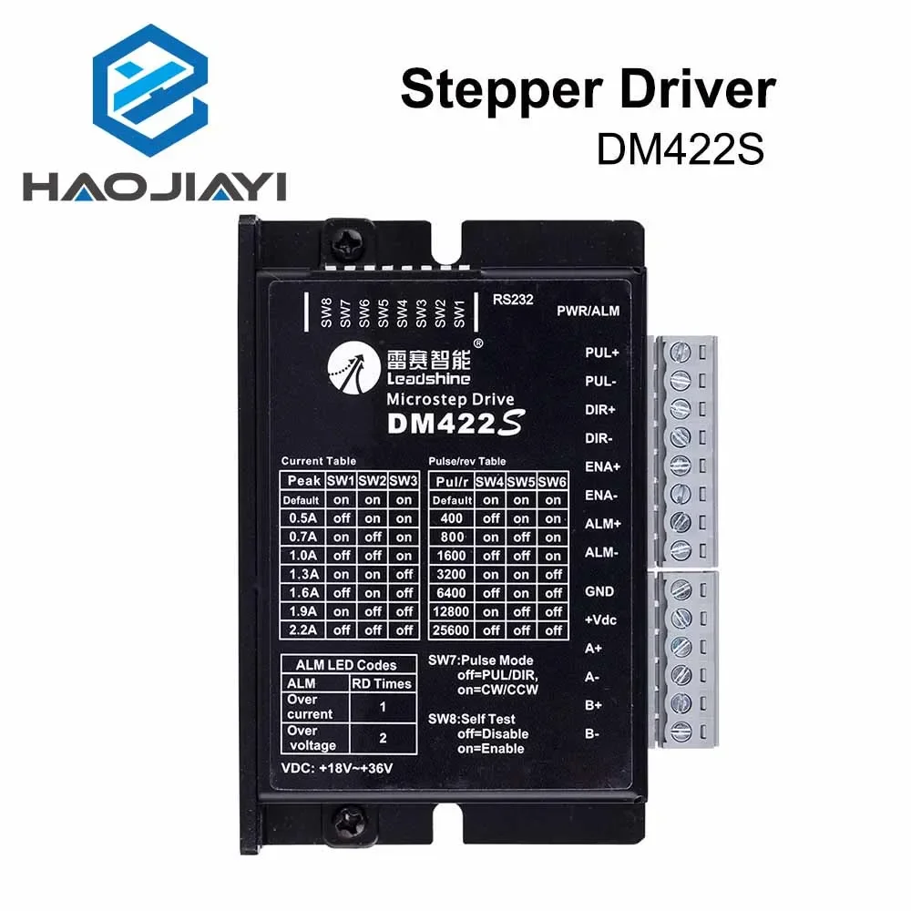 2-Phase Stepper Motor Driver DM422S Supply Voltage 18-48VDC Output 0.3-2.2A Current