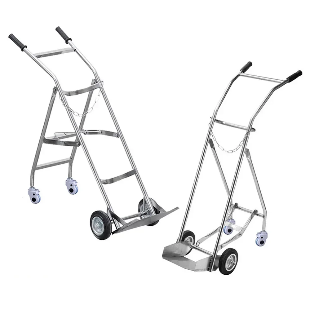 

Stainless Steel Hospital Oxygen Cylinder Trolley Thickened 40l Mobile Handcart Nitrogen Cylinder Steel Cylinder Trolley HOT SALE