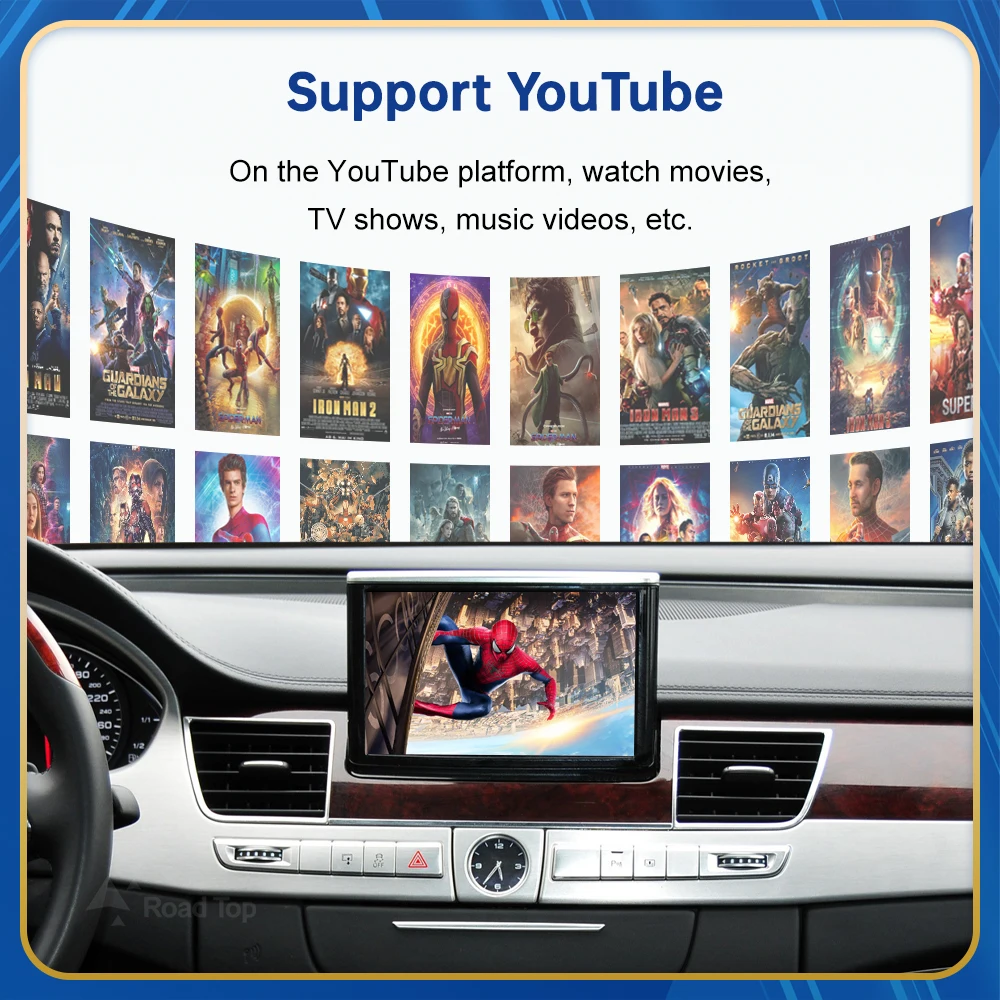 الطريق العلوي اللاسلكي أندرويد السيارات لأودي سيارة A8 2012-2018 Carplay واجهة مرآة لينك الهواء اللعب #5