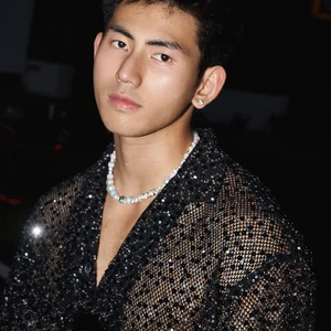 Langarmed Monochrom Fewsq-Pammy mit hellem Silberpailletten, American Nischen Design, Hollow Out Men's Tops, 24E1715, Fashion, 2024 8 Hauptverkäufe Silber Shirt - №5