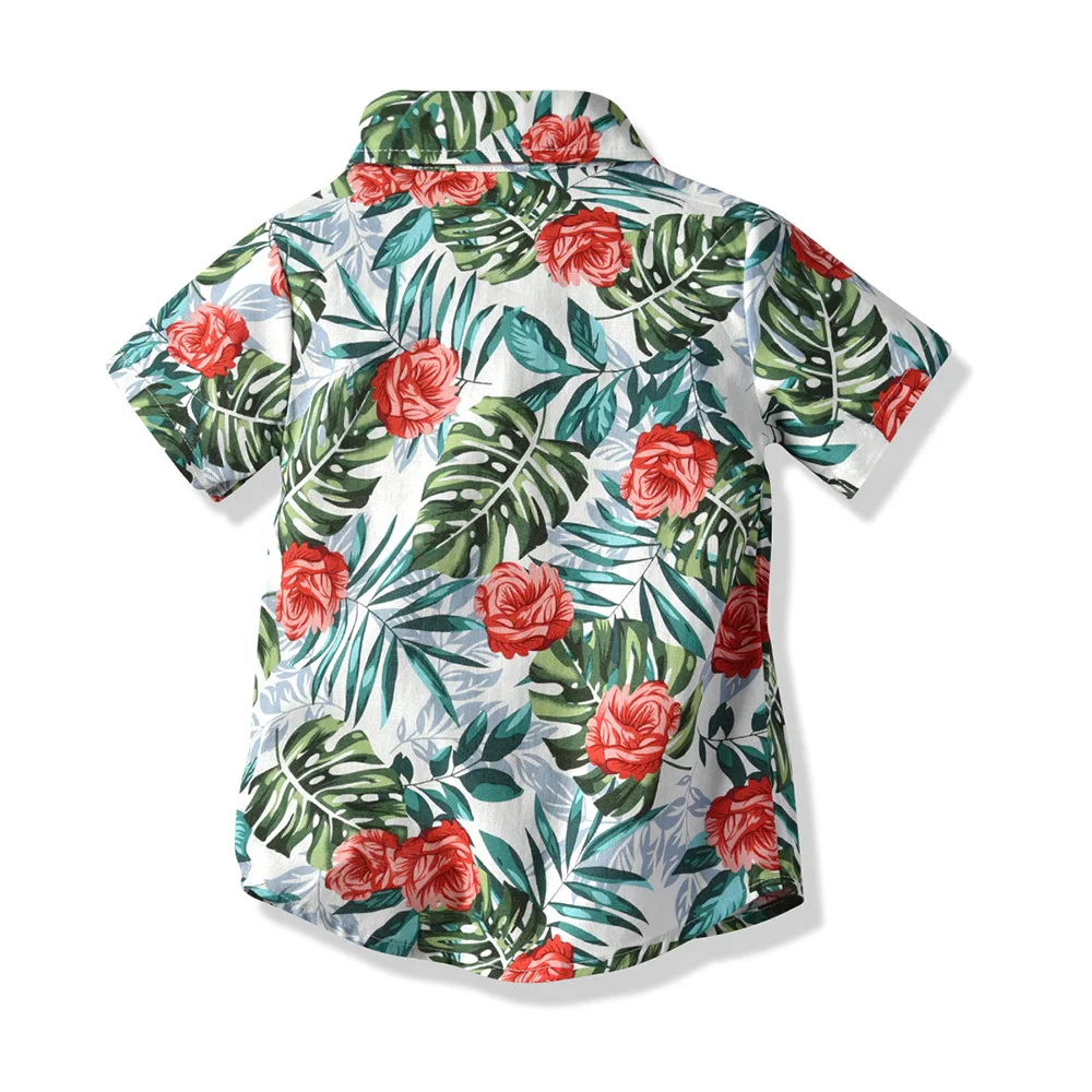 Camicia estiva abbinata per le vacanze al mare T-shirt stile costa Hawaii Beach Flower T-shirt per bambini adulti Manica corta abbinata alla famiglia Halloween