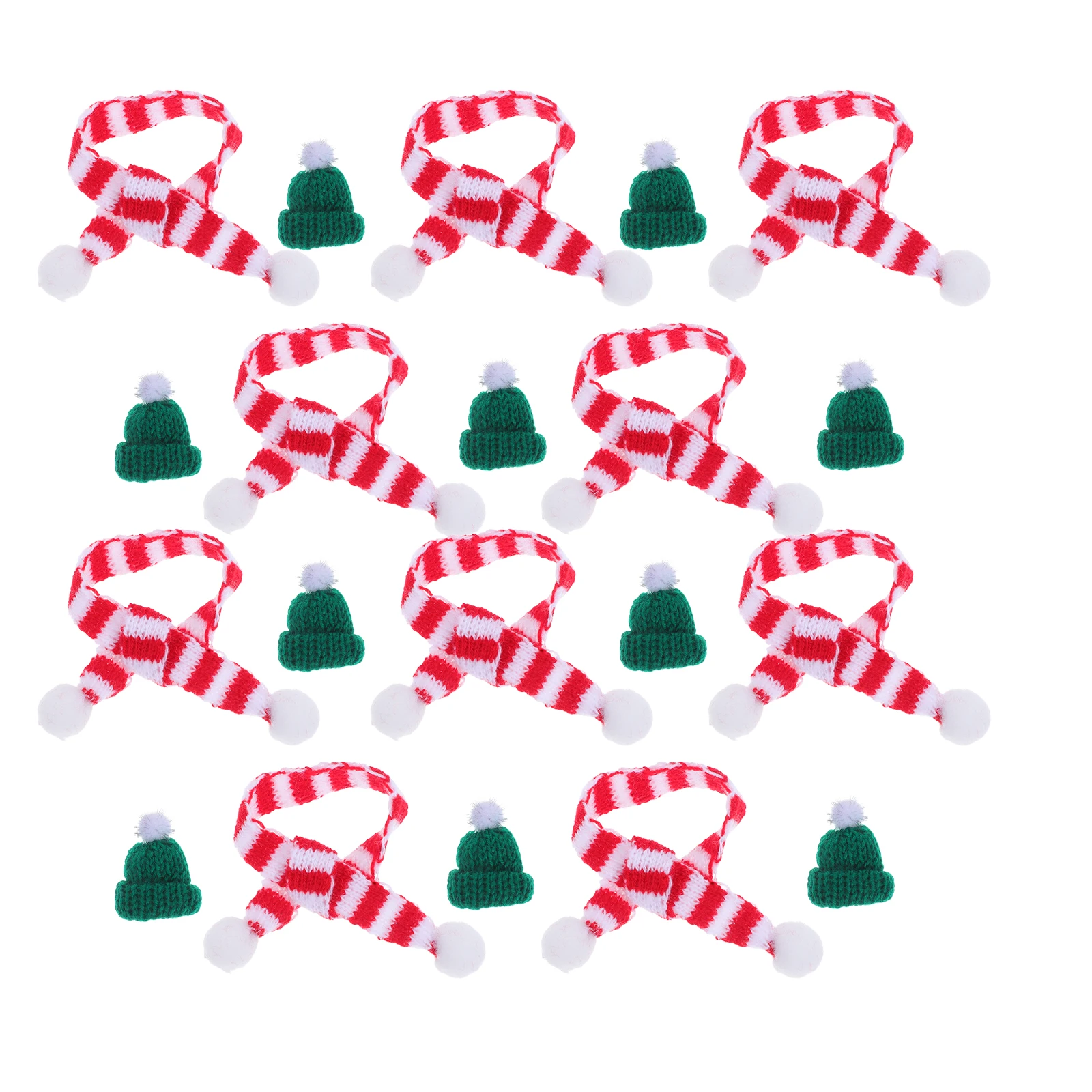 

10Sets Mini Christmas Knit Hat Scarf Wine Bottle Covers 23cm Wool Yarn DIY Holiday Decorations Small Christmas Craft