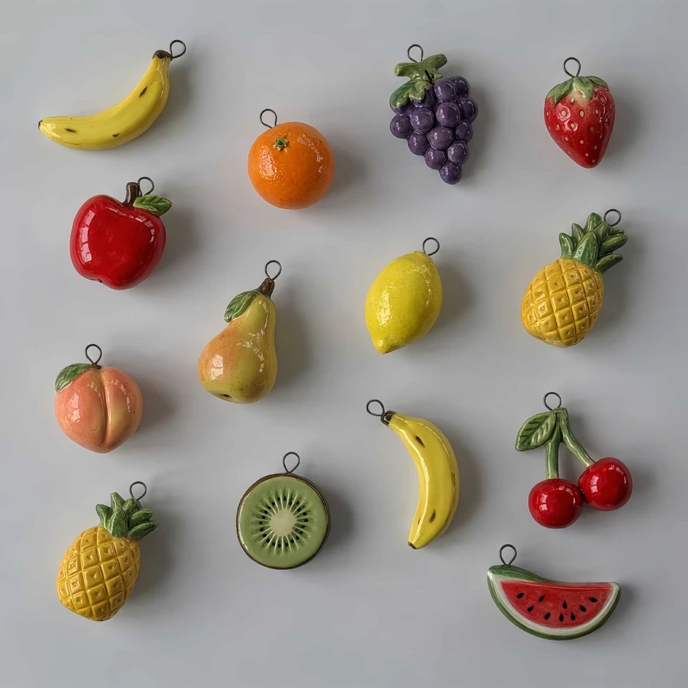 316 Edelstahl Wasserdichte Farbbeständige Beliebte DIY-Anhänger-Charms für Schmuck (Apfel, Banane, Traube) – Detail 3