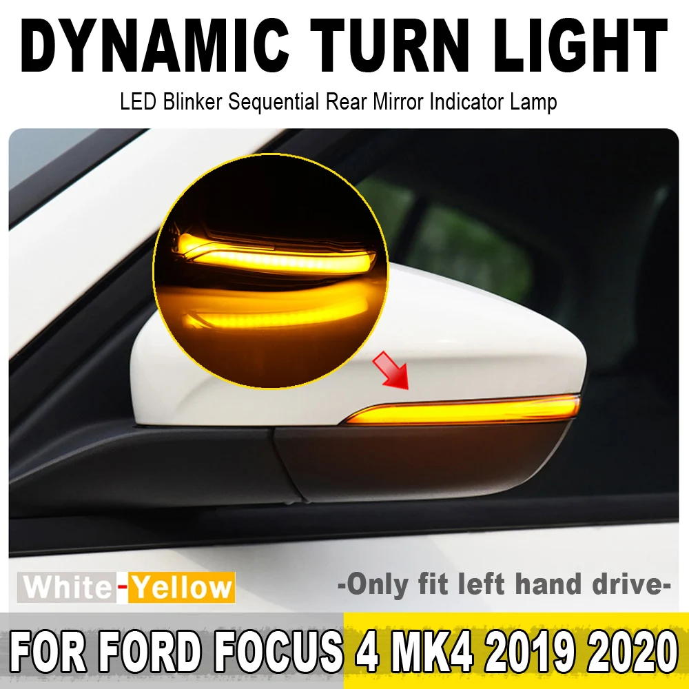 

Динамический поворотник для Ford Focus 4 MK4, светодиодный указатель поворота, боковой фонарь 2018 2019 2020, левый руль, 1 пара стрелок