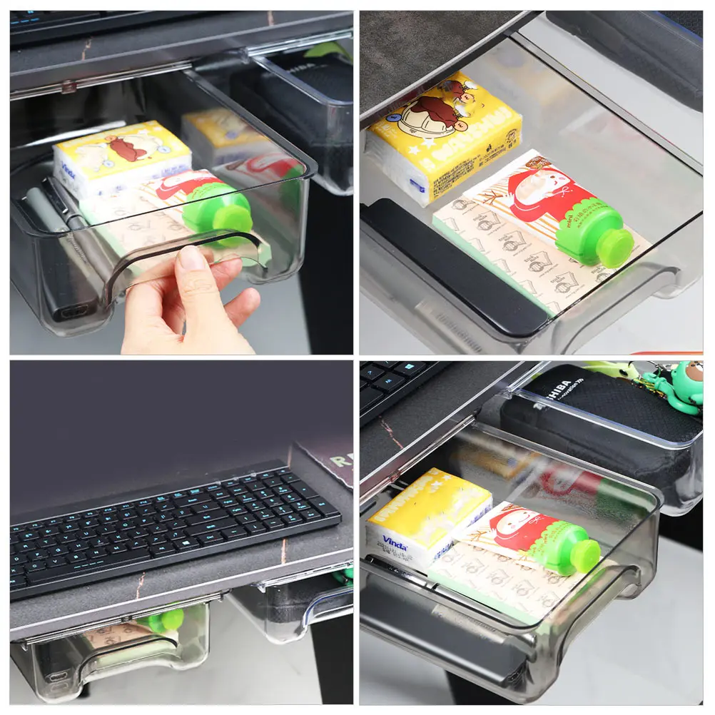 

Plastic Drawer Storage Box Hidden Type Holder Mini Pencil ganizer Stationery Under Desk Box Sturdy Kitchen Bathroom