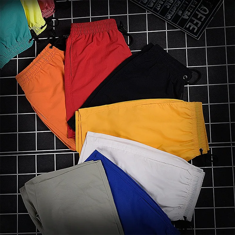 Summer Men Running Shorts Fitness Quick-drying Pants  Beach Casual Shorts Solid Color Thin Three-point Sports Pants M-5Xl