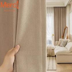 Modern French Style Luxury Cream Chenille Jacquard Curtains for Living Room Bedroom Dining Shading Window Drapes Custom Size