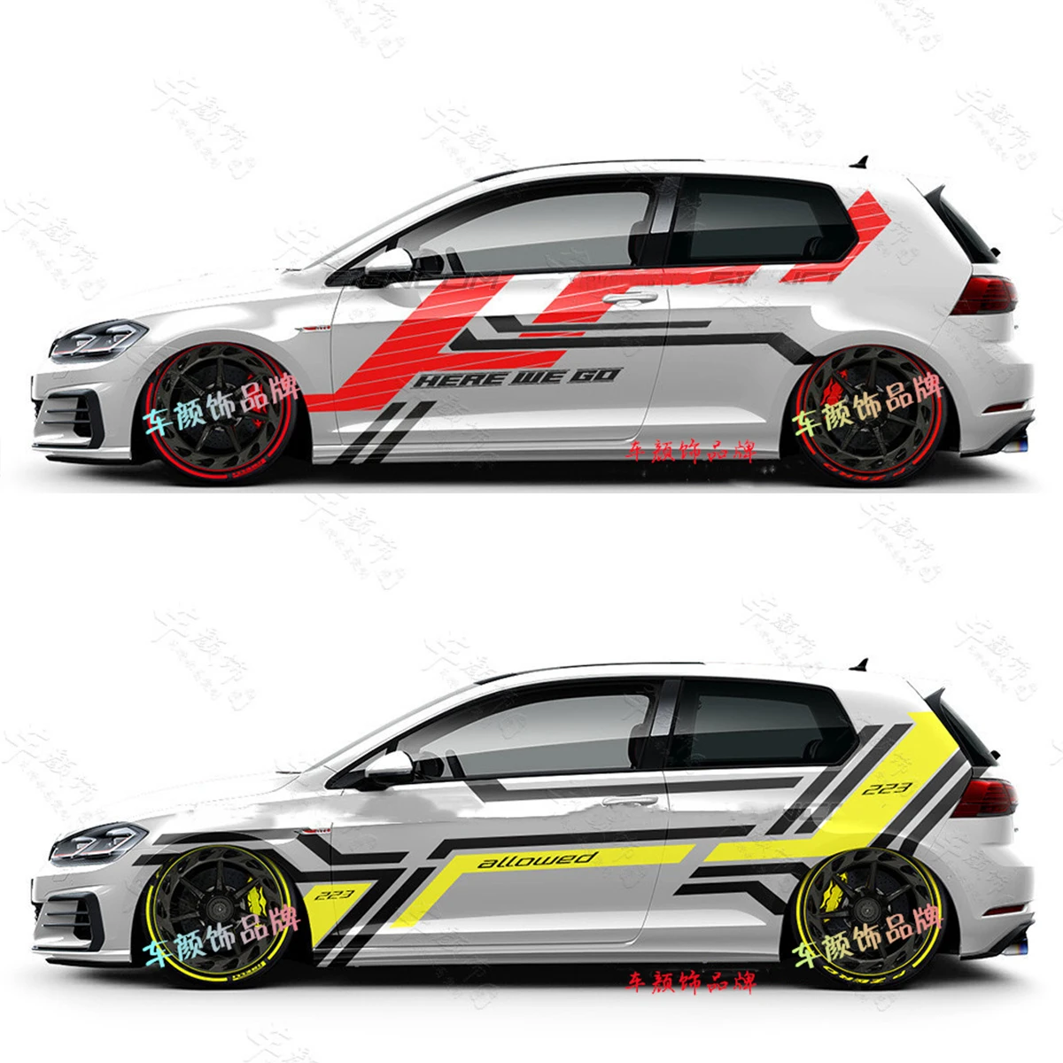 Car Door Side Skirt Stripes Stickers For Volkswagen VW Golf 7 5 4 3 6 2 1 MK7 MK5 MK2 MK6 MK4 MK1 MK3 GTI Auto Accessories