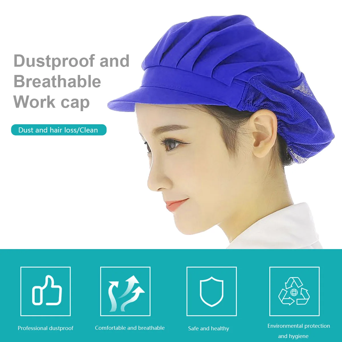 

Cook Hat Chef Breathable Protective Service Caps for Adults Blue Mesh