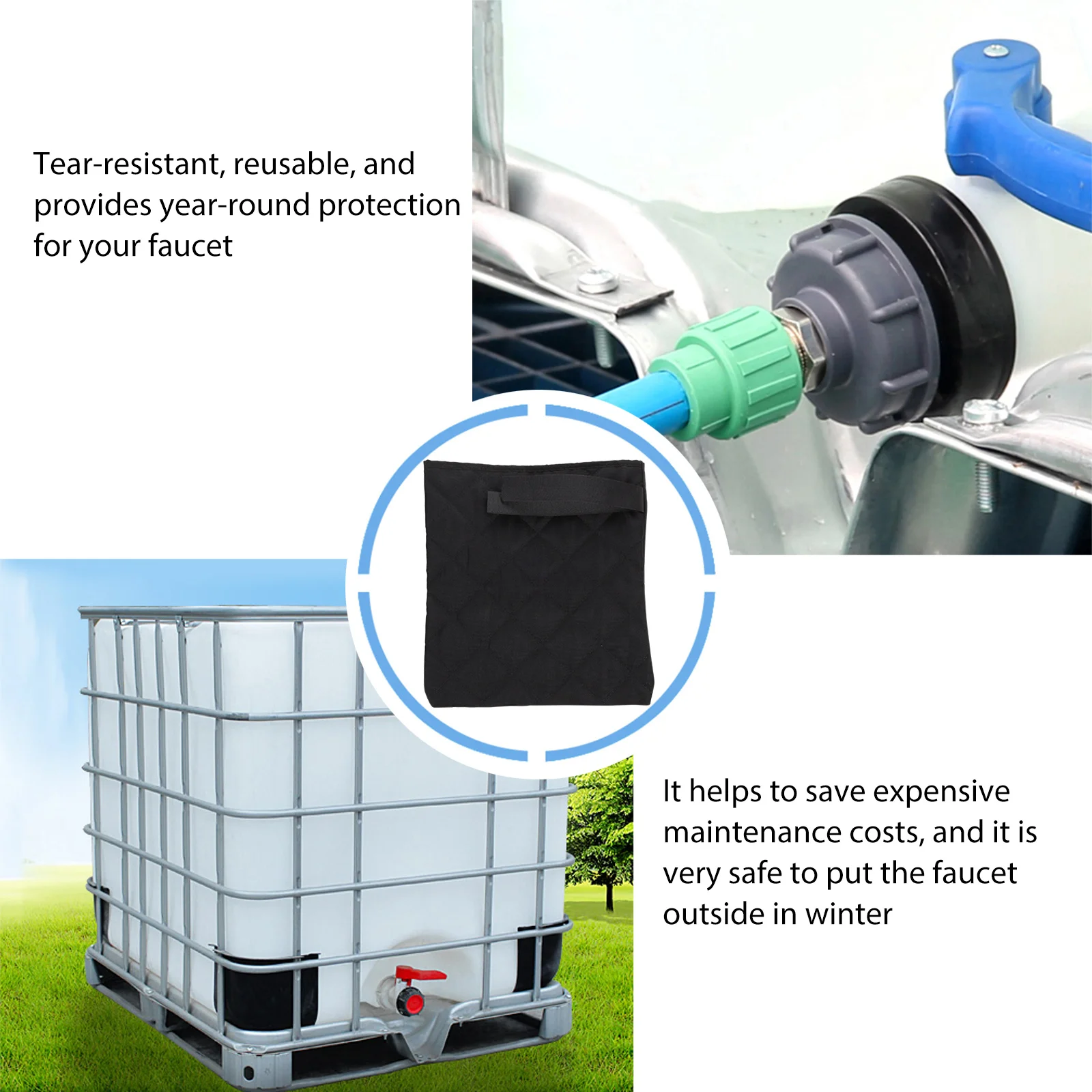 

Insulated Faucet Cover Size L Reusable Tear-Resistant Outdoor Faucet Protection For Winter Freeze Proof Hose Bib Sock