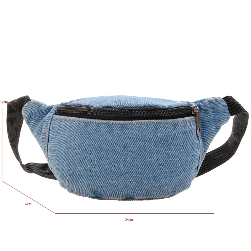 New Kid Waist Bag For Girl Boy Casual Denim Chest Bag Children Belt Bag Money Pouch Baby Zipper Waist Pack Bum Bag Coin Purse