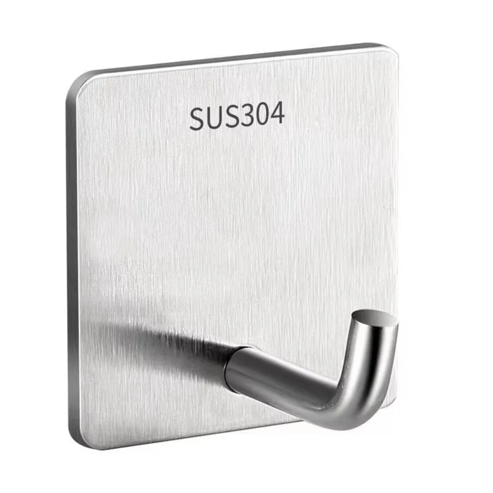 2/10pcs New Hanging Storage Stainless Steel Hook Rustproof Waterproof Adhesive Hook Load-Bearing Wall Hook Household Use