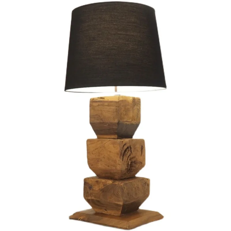 

Solid wood stacking creative living room bedroom lamp, homestay model room decorative desk lamp