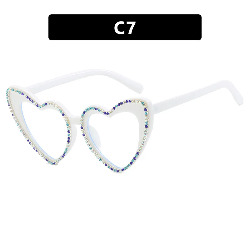 Fashion retro peach heart diamond flat glasses new anti-blue light love eyeglasses frame ladies personalised eyeglasses frame