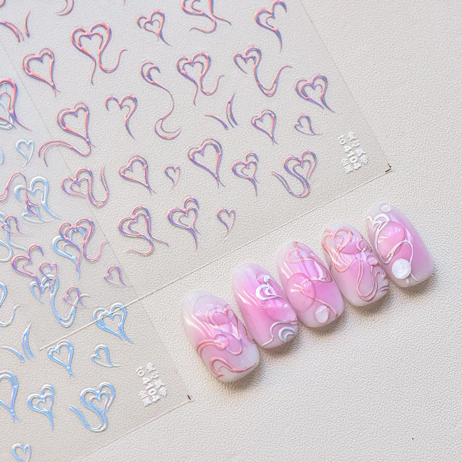 1 pezzo di adesivi per nail art abbronzanti 5D Adesivi per unghie con streamer d'amore giapponese, adesivi decorativi retrò in cocco estivo