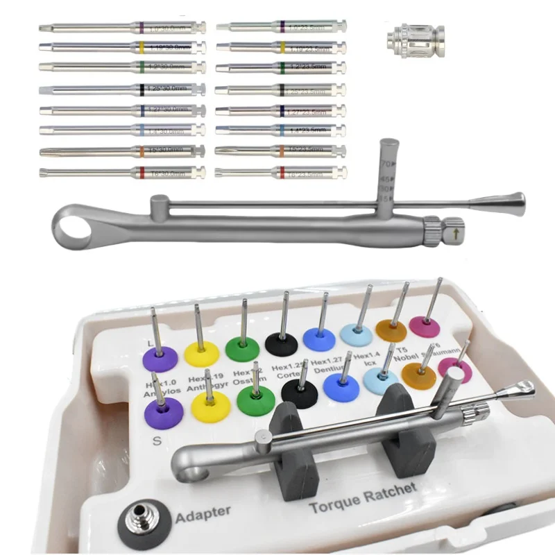 Dental Implant Screwdriver Universal Restoration Tools Kit Repair Torque Wrench Dental Instrument 16 Pcs ScrewDriver