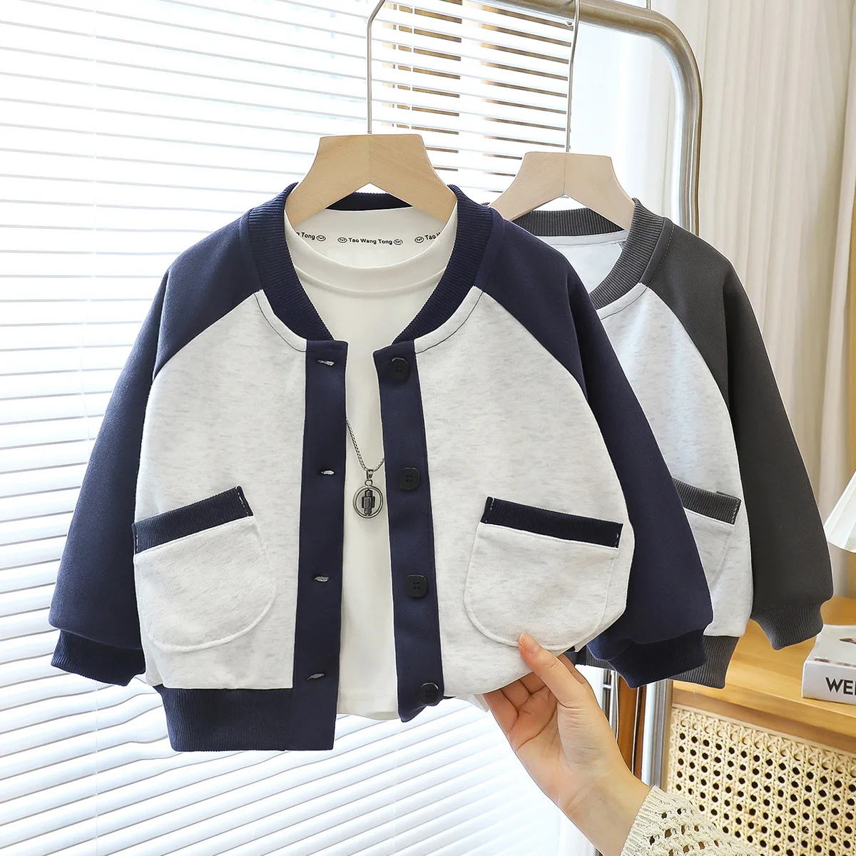 

Girls Boys Baseball Fashion Jackets Kids Pocket Cardigan Autumn Spring Casual Outwears Children's Trends Sweatshirt Coats