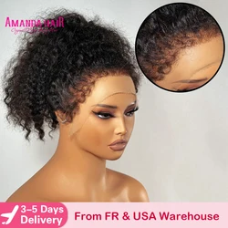 Kinky Curly edge Wigs Short Bob 13x4 Lace Front Wig 180% Frontal Human Hair Wig PrePlucked Baby Hair band Lace Closure Curly Wig