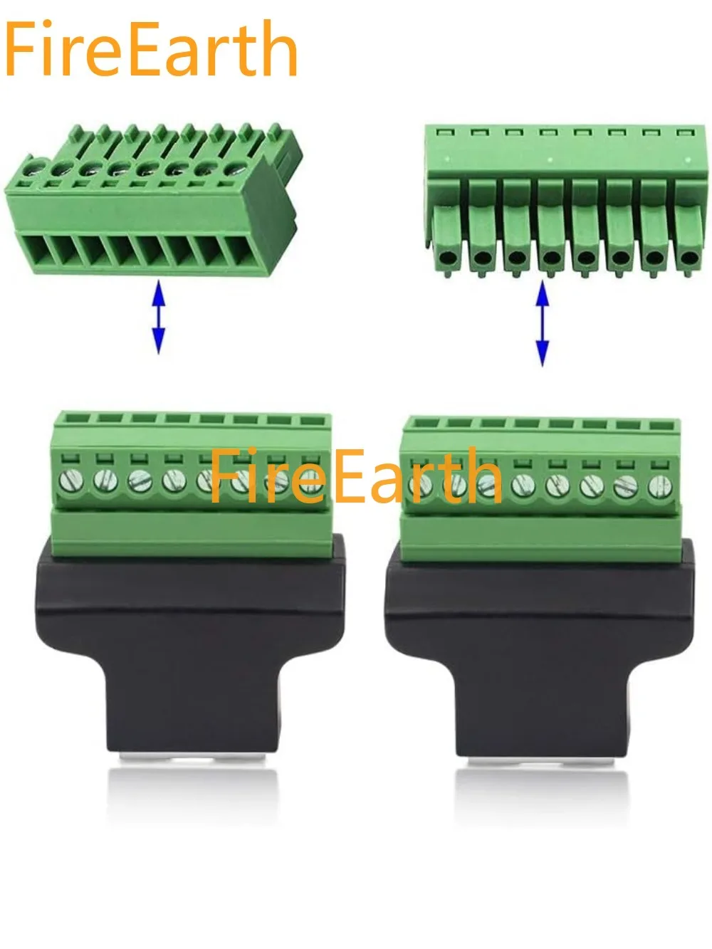 Konektor Adaptor Terminal Sekrup RJ45 Breakout, Jack Betina 8p8c ke Konektor Terminal Sekrup 8 Pin untuk Cat6 Cat5/5e DVR 2pc