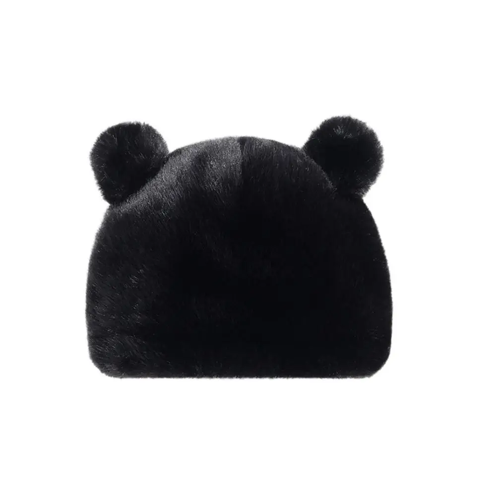 

Elegant Cat Ear Plush Beanies Rabbit Fur Thicken Bear Ear Cap Warm All-match Winter Bucket Hat Outdoor