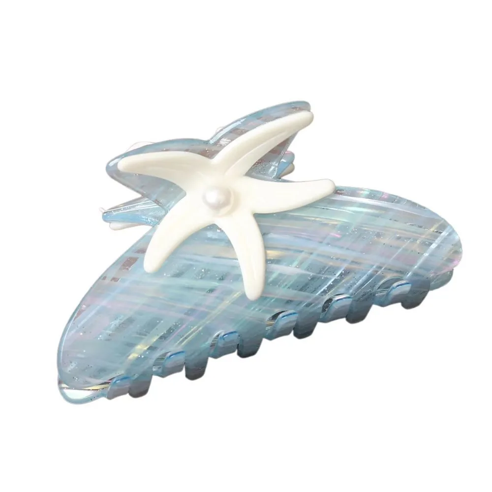 

Sweet Large Starfish Hair Grab Shark Clip Headwear Pearl Hair Claw Colorful Geometry Acrylic Shark Clip Streetwear