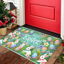 Happy Easter Bunny Eggs Non-slip Doormat Home Decor Front Door Entrance Welcome Mats Kitchen Bathroom Balcony Hallway Floormat