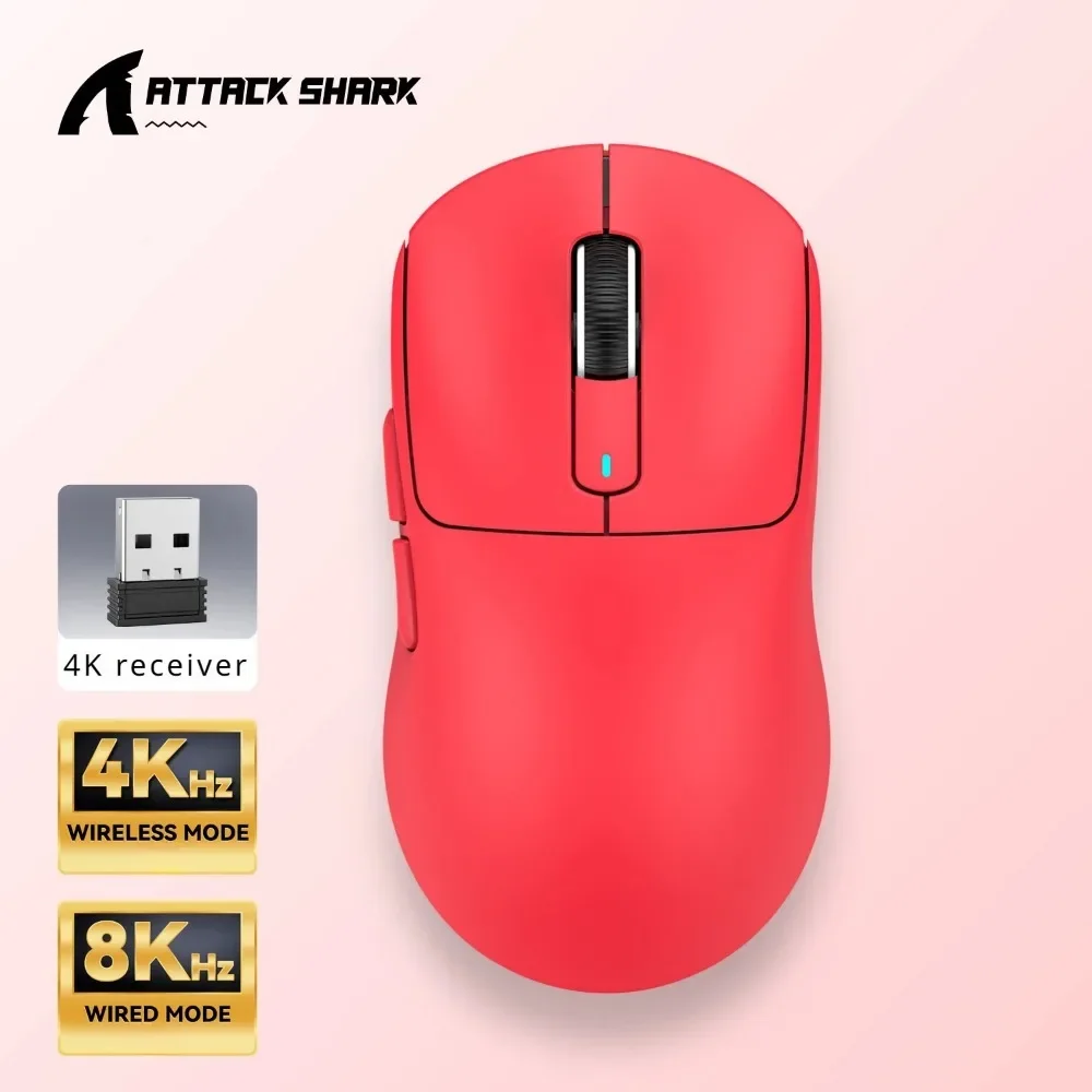 Imagem -02 - Attack Shark X3pro Mouse sem Fio Leve Paw3395 Gaming Triplo Modo 4k 8k Computador Esport Ergonômico Óptico Ajustável Dpl