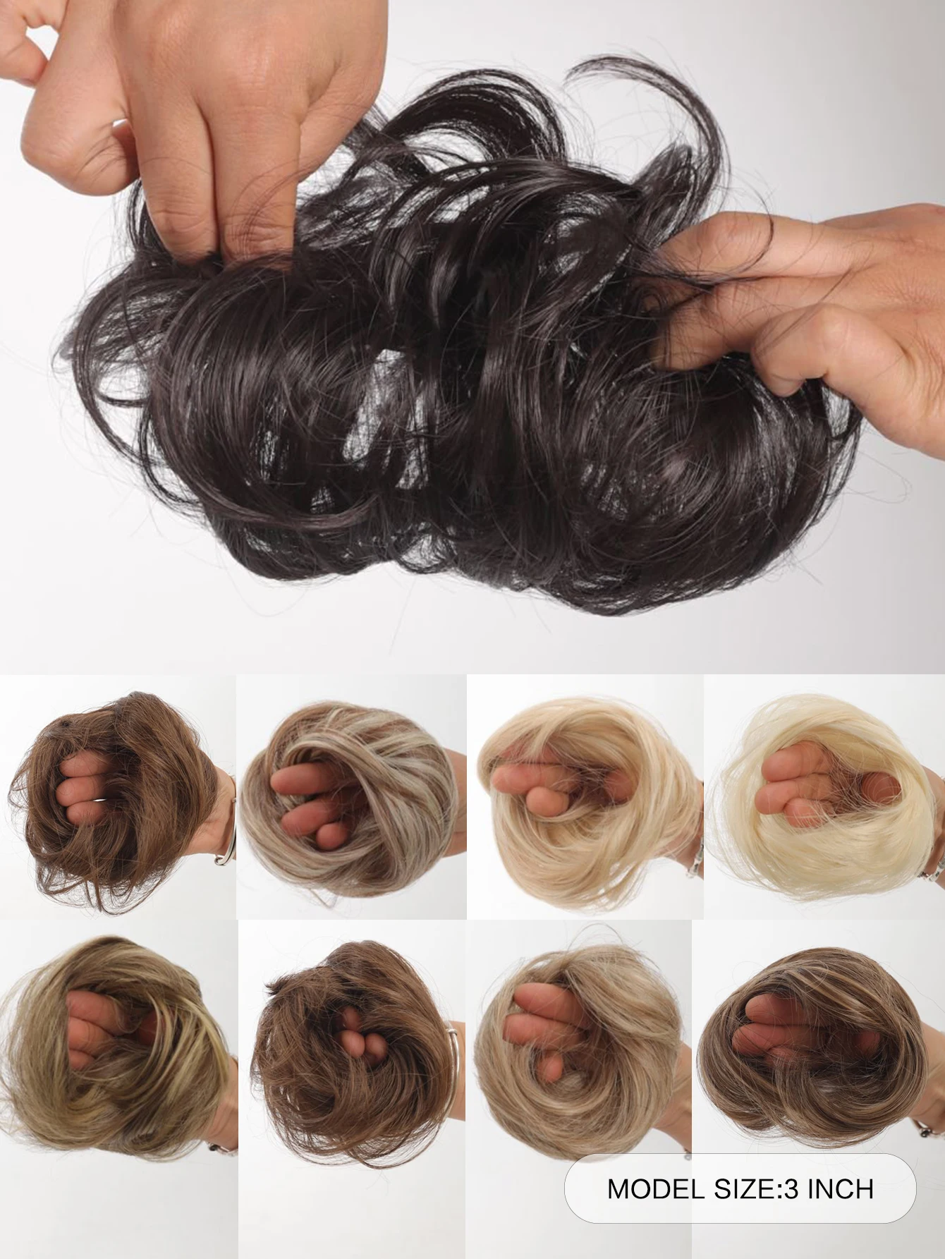 OLACARE Synthetic Chignon Rubber Band Fake Hair Bun Clip in on Hair Tail Extension Updo Hair Piece Ponytail For Women