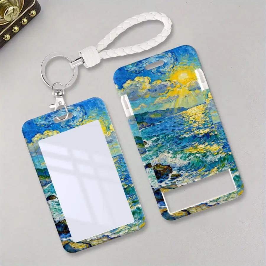 Van Gogh 1Pc Card Holder Retractable Credit Card Holders Holders Child Bus with lanyard Bank ID Badge Cover Case