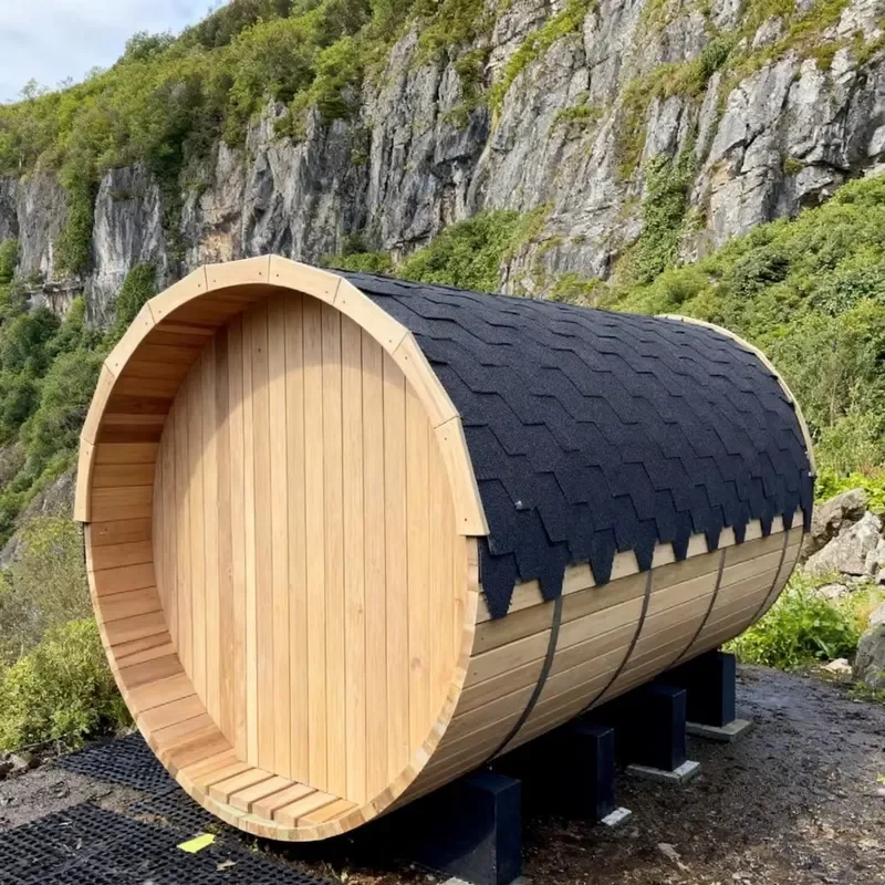 2 Person Cedar Wood Barrel Sauna House Outdoor Electric Steam Room Kit with Smart WiFi Heater Natural Finish Portable Spa