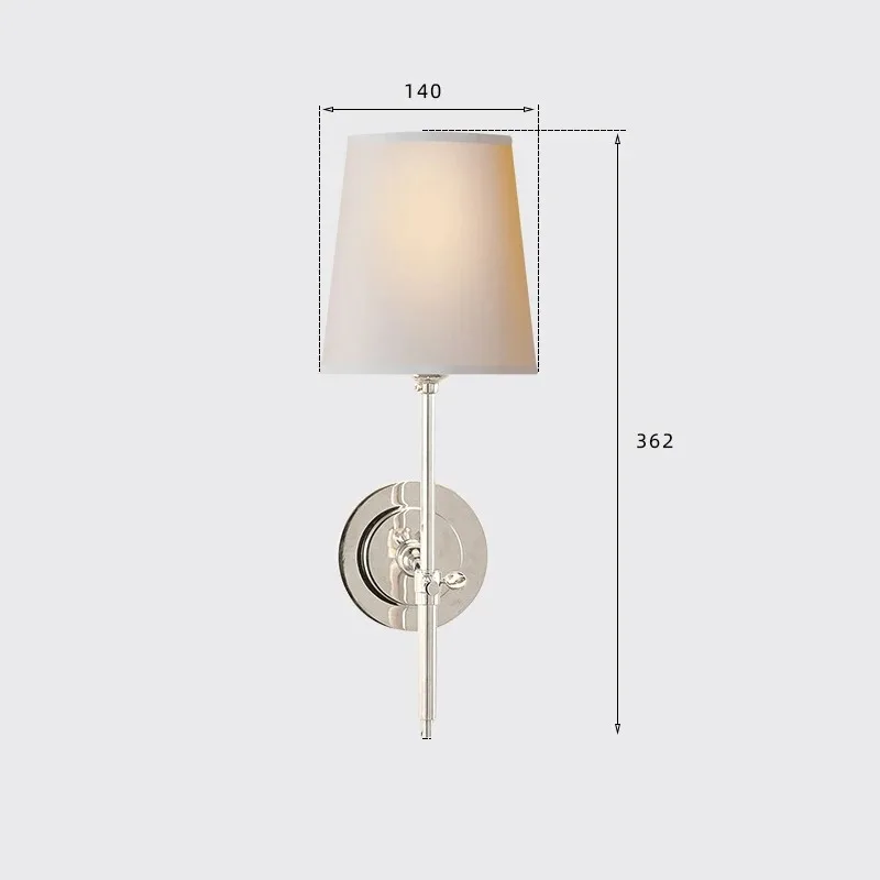 American All Copper Cloth Cover Wall Lamps Restaurant Bedroom Bedside Villa Modern Minimalist Fashion