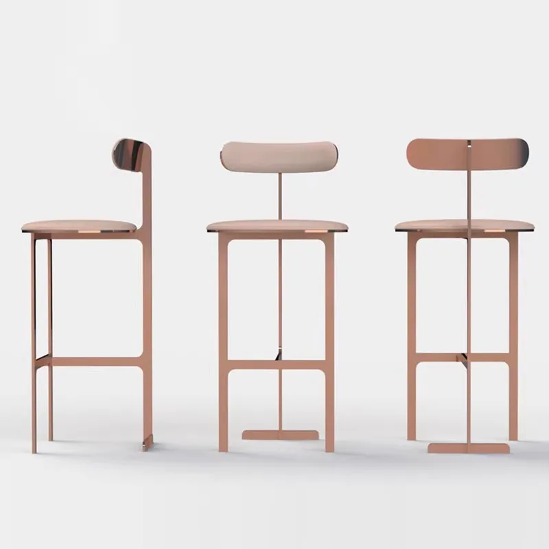 High Quality Luxury Customized Stainless Steel Leather Bar Stool Commercial Nightclub Cocktail Home Kitchen Counter High Chair
