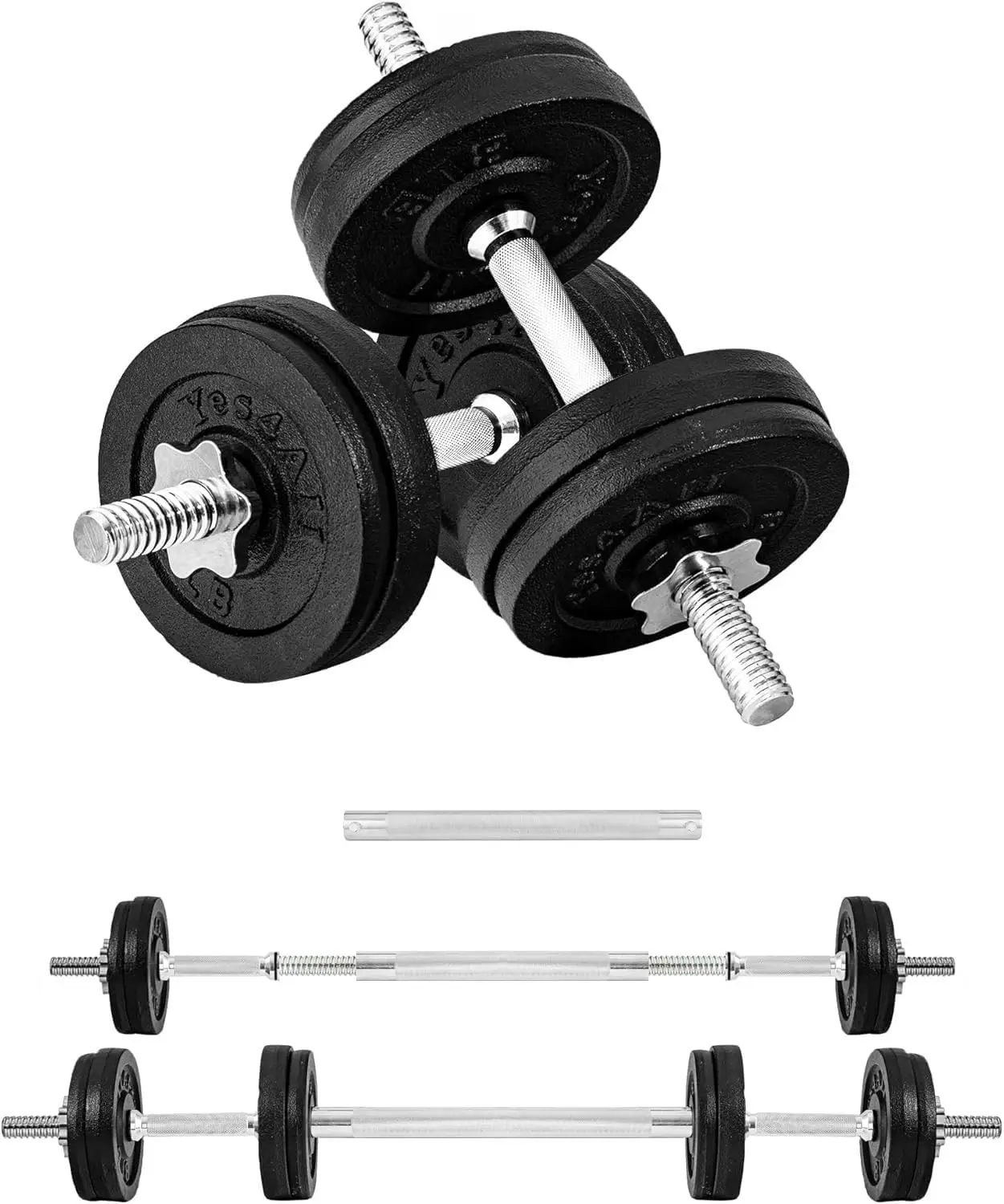 

Classic adjustable dumbbell set with weight plate, star lock ring/connector, adjustable weight plate set from 40lbs to 200lbs
