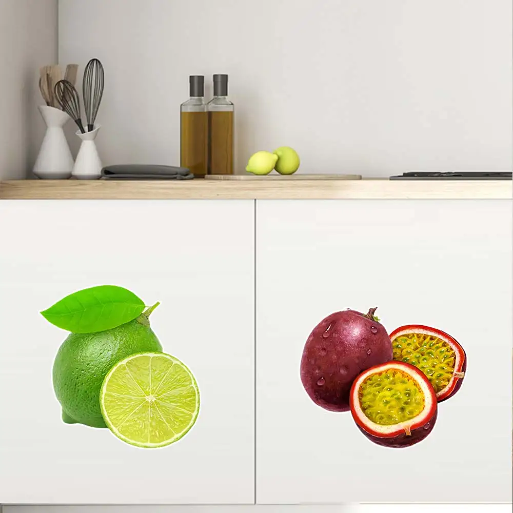 Fresh Fruit Papaya Passion Fruit Lemon Guava Apple Lychee Kitchen Refrigerator Home Decoration Decal Sticker S433