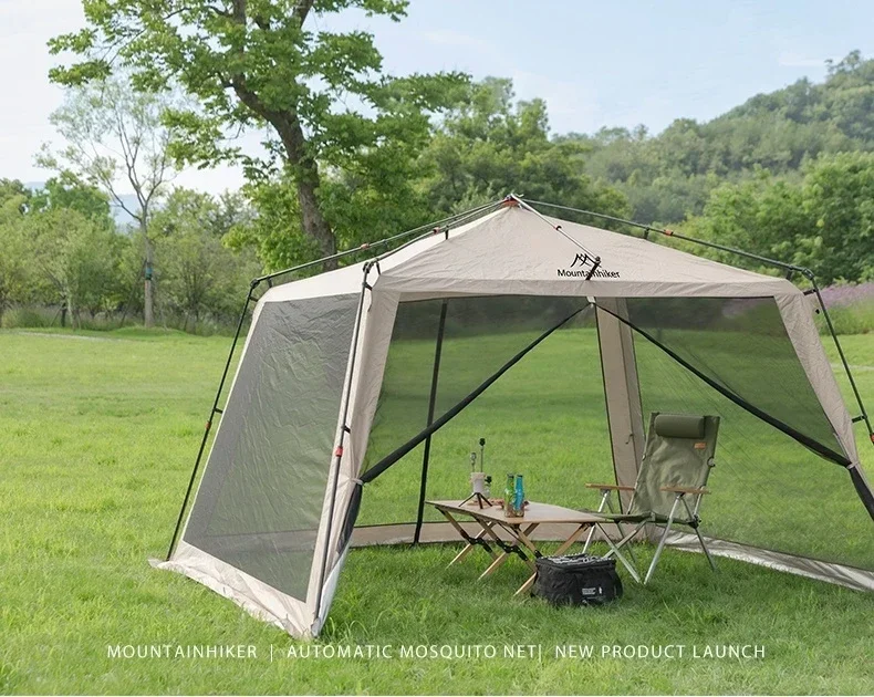 MOUNTAINHIKER 6-15 P Outdoor Camping Moskitonetz Automatisches Zelt Wasserdicht Silber Kleber Anti-Ultraviolett Strand Picknick Markise – Detail 14