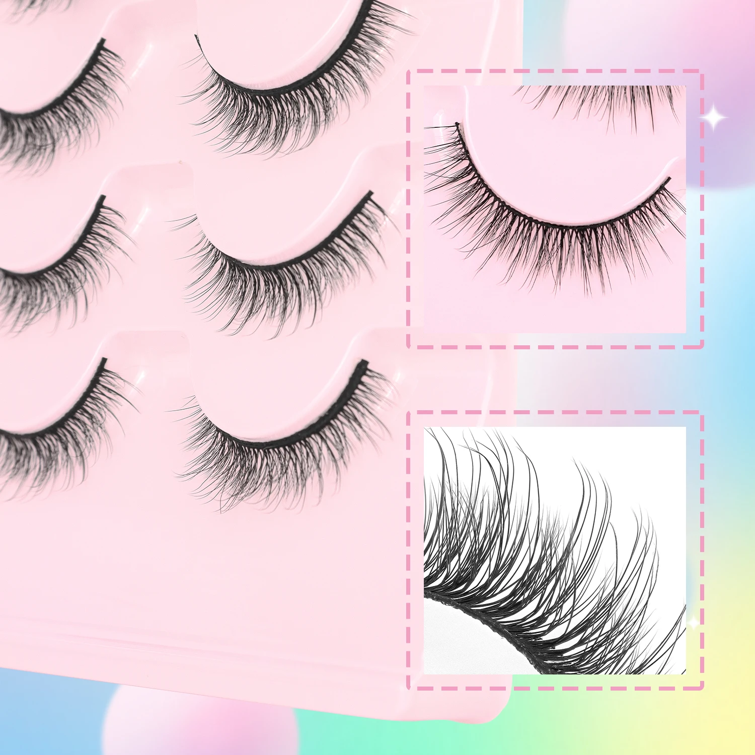 7 paia di ciglia finte naturali, ciglia corte nere giapponesi/coreane, adatte per lavoro/data