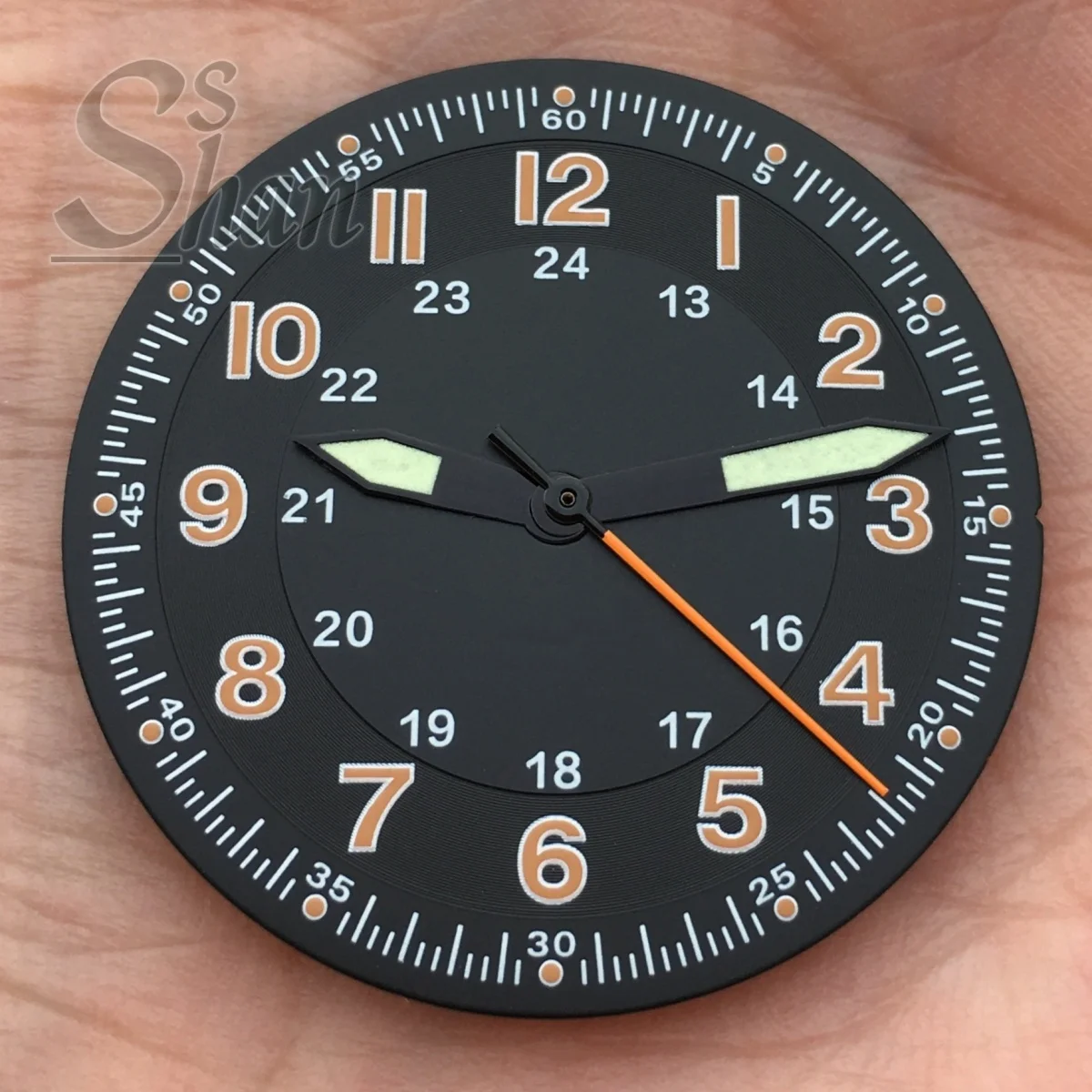 

Classic sterile 29mm black pilot watch dial part NH35 NH36 ETA2824 PT5000 movement replacement parts
