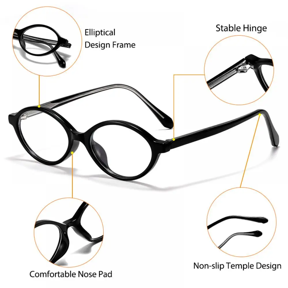 CATERSIDE Neue Retro Anti-Blaulicht-Brille für Damen und Herren, Tr-90 Ovaler Rahmen, Flache Gläser, Modische und Künstlerische Dekorationsbrille – Detail 4