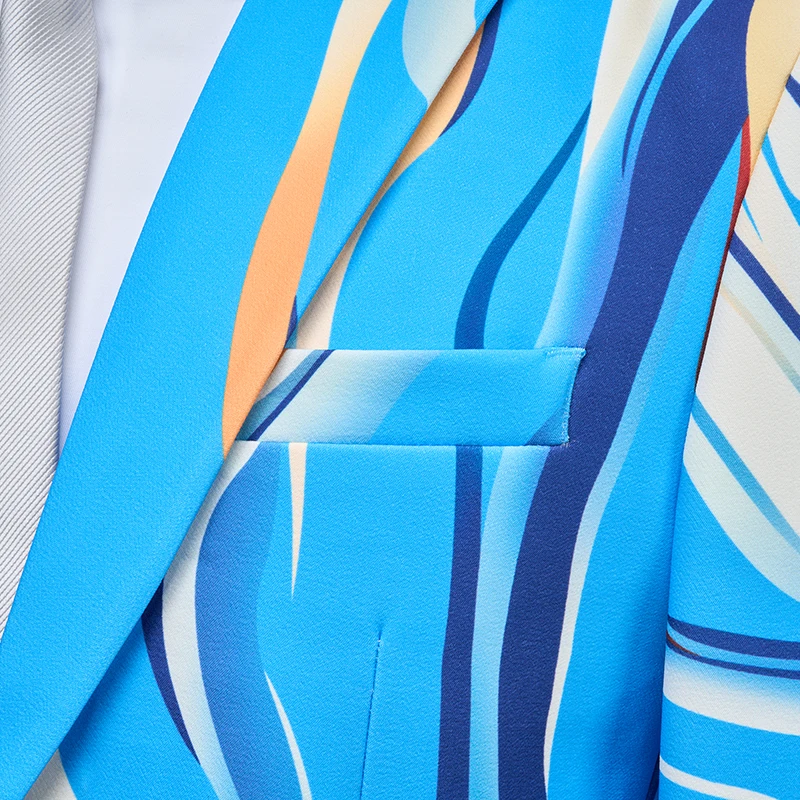 

Новый мужской костюм с 3D цифровой печатью 2026 года, подходит для свадеб, танцев, вечеринок, выступлений, мужские пиджаки и брюки с цветочным принтом