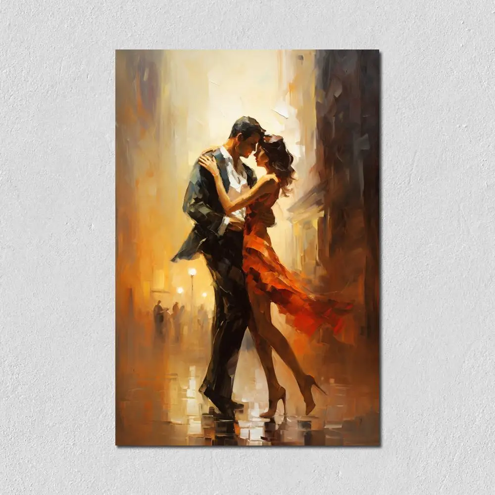 Romantic Canvas Wall Art Prints Figure Painting Dancers HD Posters Printed Tango Artwork Picture Pub Bar Modern Decor Large