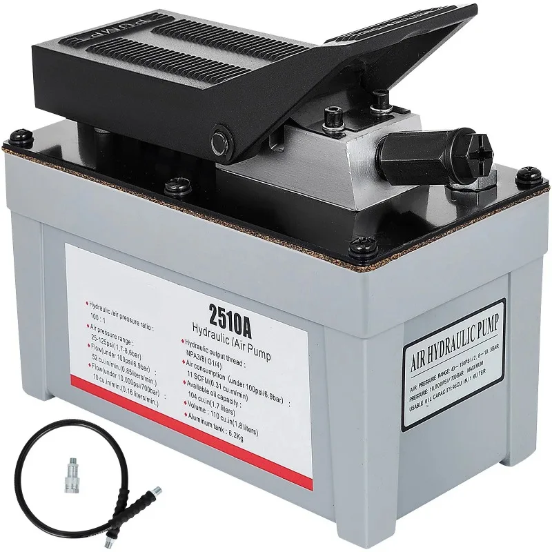 Air Hydraulic Pump 10000 PSI Quick Power Air Hydraulic Foot Pump 1/2 Gal Reservoir Foot Actuated Hydraulic Pump Auto Repair