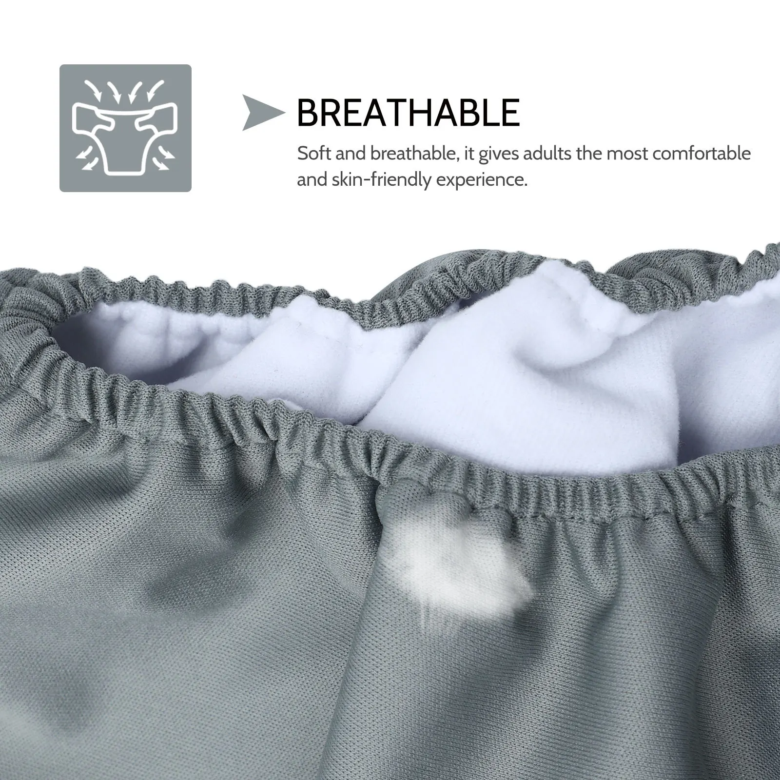1 قطعة حفاضات من القماش الشريطي قابلة للتعديل مقاومة للماء وقابلة للتنفس للبالغين وكبار السن وقابلة للغسل ماصة ومضادة للتسرب وقابلة لإعادة الاستخدام