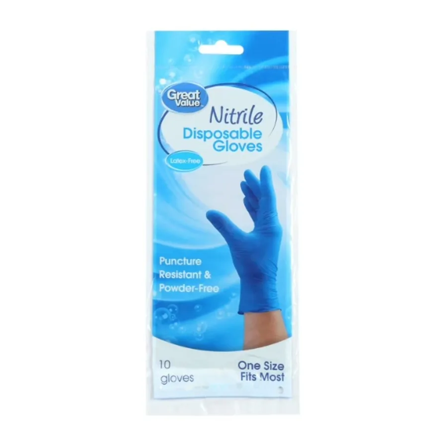

Great Value Pack of 10 Puncture Resistant Nitrile Disposable Multipurpose Cleaning Gloves Blue
