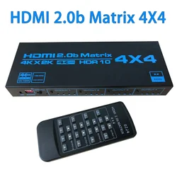 HDR10 4K 4x4 HDMI Matrix HDCP2.2 HDMI Switcher Splitter 4 Inputs and 4 Outputs Video Converter EDID for Camera PC To TV Monitor