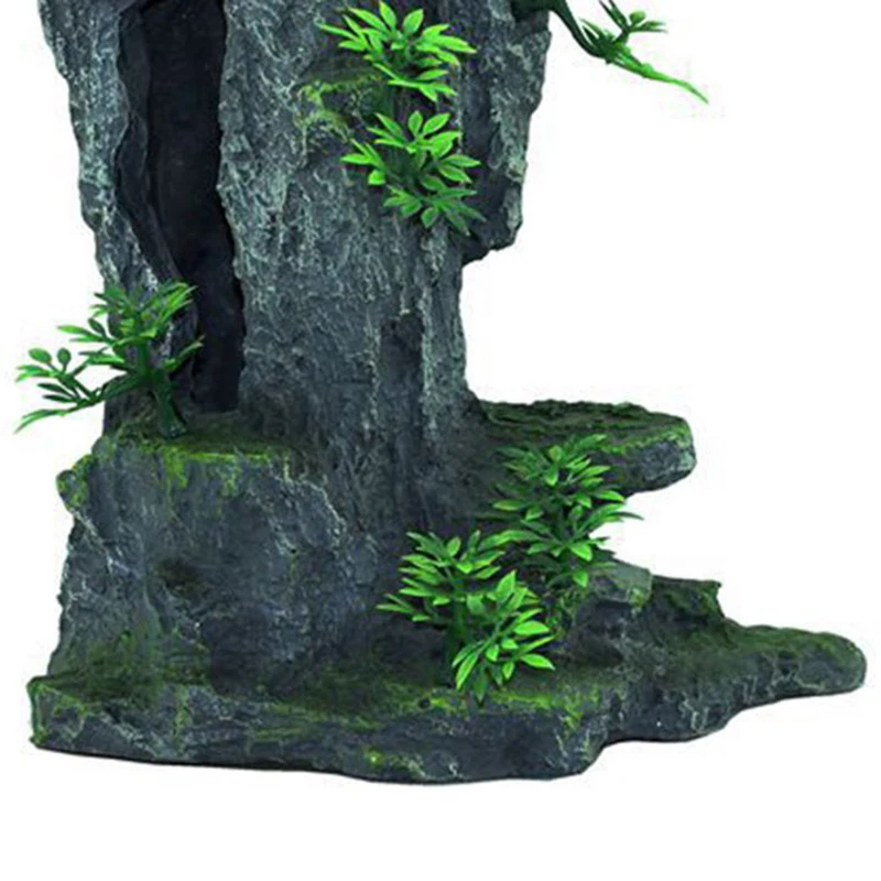 Aquarium Mountain View Stone Ornament Tree Rock Cave Fish Tank Decoration