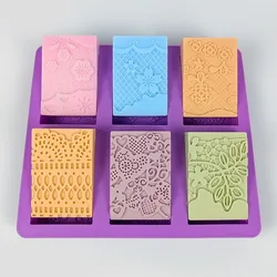 Rectangle Lace Pattern Silicone Soap Mold Flower Pattern Soap Mold DIY Handmade Dessert Cake Aromatherapy Candle Making Mould