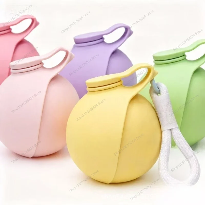For 304 Stainless Steel Kettle Round Out Water Cup Sling Hook Folding Silicone Outdoor Dog Bowl