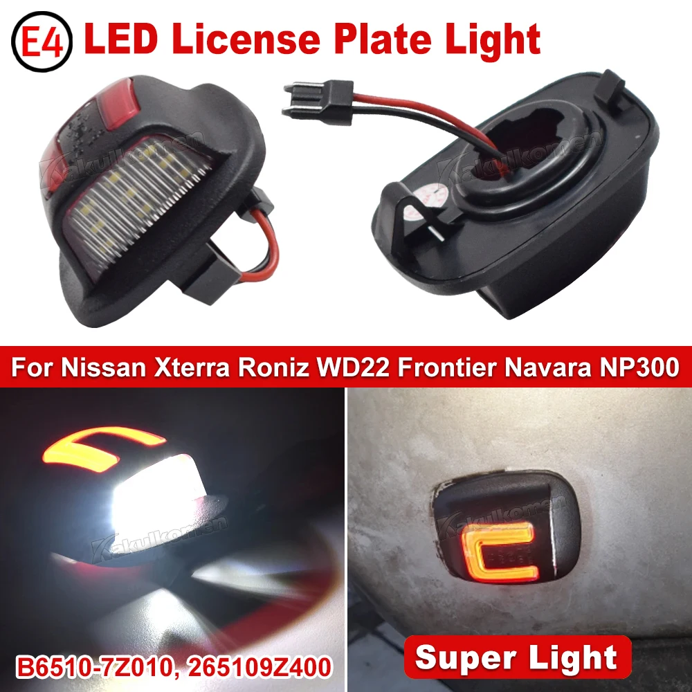 2Pcs White Red LED Car Number License Plate Lights for Nissan Xterra(Roniz) WD22 for Nissan Frontier Navara/NP300/ D22 1998-2004