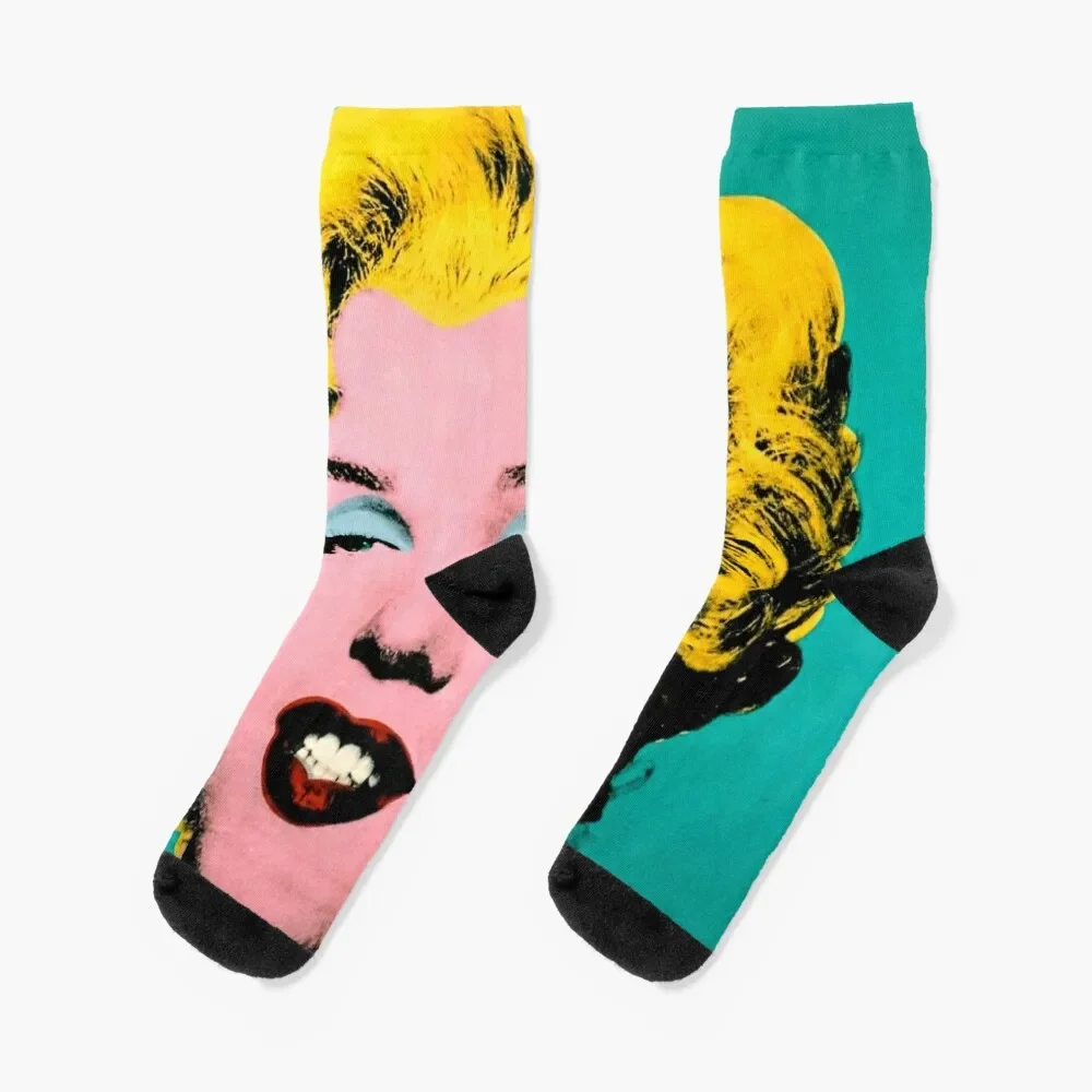 

Andy Warhol Turquoise Marilyn Socks Stockings compression shoes Socks For Men Women's